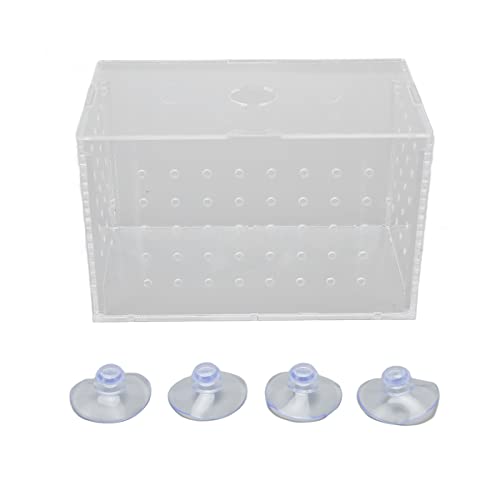 Fish Breeder Box, Aquarium Fish Breeding Box, High Transparency Acrylic Hatchery Incubator Tank with Suction Cups for Baby Fish Shrimp Clownfish Isolation and Rearing (14 * 8 * 9CM) - size: 14*8*9CM