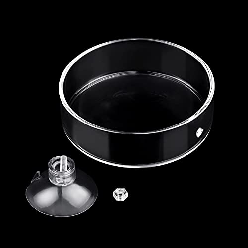 60mm Aquarium Shrimp Feeder Dish with Suction Glass Fish Tank Feeding Bowls Round Clear Dishes Tray