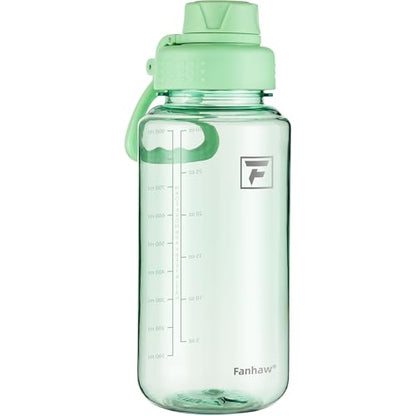 Fanhaw 32 oz Clear BPA-Free Tritan Water Bottle with Fast-Flow Spout Lid, BPA-Free & Leak-Proof Wide-Mouth Reusable Bottle for Gym, School & Office, Back to School Essentials (Glow Green) - color: Glow Green, style: 1 Pack