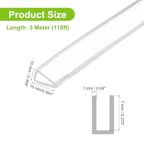 PATIKIL Rubber Seal Strip, 10Ft Flexible U Channel Edge Trim Protector Soundproof Door Seal Strips Fit 6-7mm Thick Edge, 3/8"(10mm) Width, 19/32"(15mm) Height, Transparent - size: 3/8"(10mm ) x 19/32"(15mm )