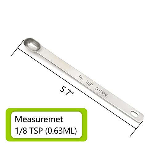 3PCS 1/8tsp (0.63ml) Single Measuring Spoon, Stainless Steel Long Handle Individual Teaspoons Only - size: 1/8tsp|0.63ml