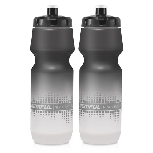 GEMFUL 24oz Cycling Water Bottles 2 Pack MTB Biking Bottle (Black White) - color: Gradient Black White