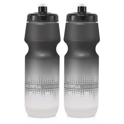 GEMFUL 24oz Cycling Water Bottles 2 Pack MTB Biking Bottle (Black White) - color: Gradient Black White