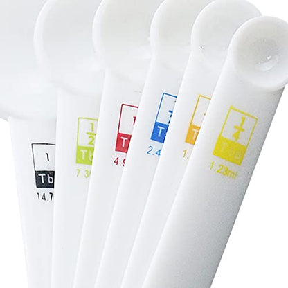 6 Pieces Measuring Spoon Set White Plastic Kitchen Measuring Tools Set for Kitchen Cooking Baking,1/4 Tsp,1/3 Tsp,1/2 Tsp,1 Tsp,1/2 Tbs,1 Tbs