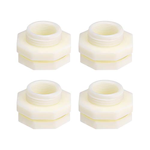 uxcell ABS Bulkhead Tank Fitting Adapter for Rain Bucket Aquariums Water Tanks Ponds G3/4 Female 4Pcs