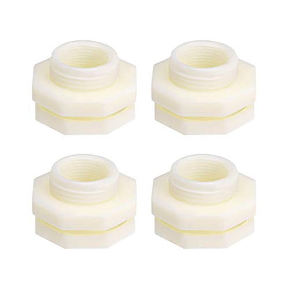 uxcell ABS Bulkhead Tank Fitting Adapter for Rain Bucket Aquariums Water Tanks Ponds G3/4 Female 4Pcs