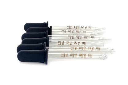 Vivaplex, 6, Graduated, 1 ml Glass Eye Droppers. Assorted Pack of Long and Short, Straight tip, Bent tip, and Round tip Calibrated Pipettes.