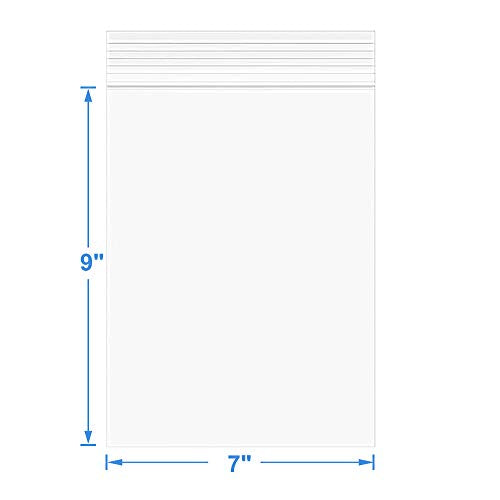100 Pack 7" x 9" Thick Clear Reclosable Zip Plastic Lock Poly Bags 2.4 Mil Heavy Duty Seal Resealable Zipper Bags For Envelopes Photos Cards