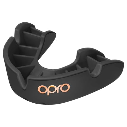 OPRO Bronze Level Moldable Mouth Guard, Essential Fit (Black) - color: Black, size: Adult