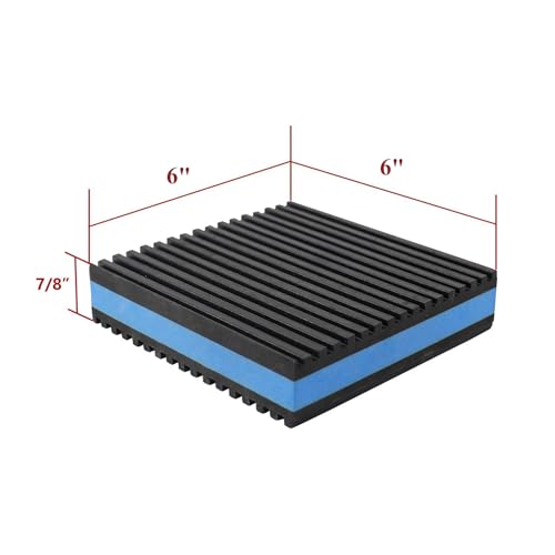 6 Packs 6" x 6" x 7/8" Heavy Duty Rubber Anti-Vibration Pads with Non-Slip Grooves, Shock Absorber & Noise Reduction Mat for AC Units, Generators, Air Compressors