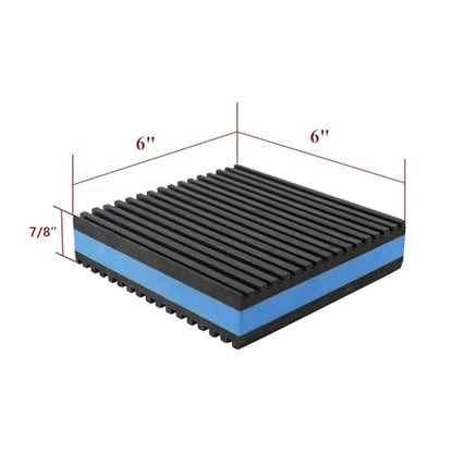 6 Packs 6" x 6" x 7/8" Heavy Duty Rubber Anti-Vibration Pads with Non-Slip Grooves, Shock Absorber & Noise Reduction Mat for AC Units, Generators, Air Compressors