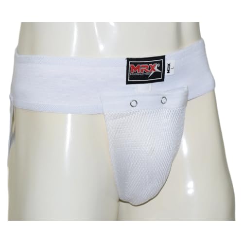MRX Men's Boxing MMA Groin Guard Plastic Cup Inserted Adult Abdominal Protector - color: White, size: X-Large