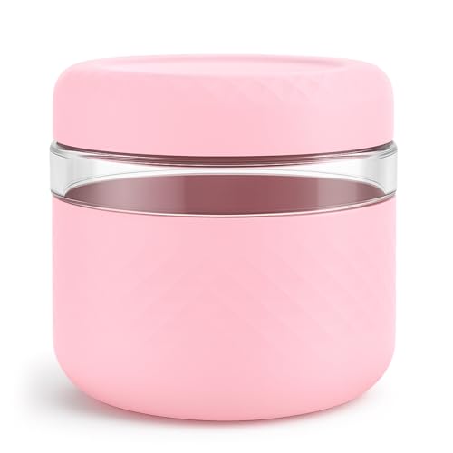 24 oz Glass Lunch Bowl Container with Lid | Leak & Spill Proof, BPA-Free, Microwave & Dishwasher Safe, Airtight Meal Prep & Food Storage Jar for Lunch, Salad, Soup, Overnight Oats, Stew, Yogurt