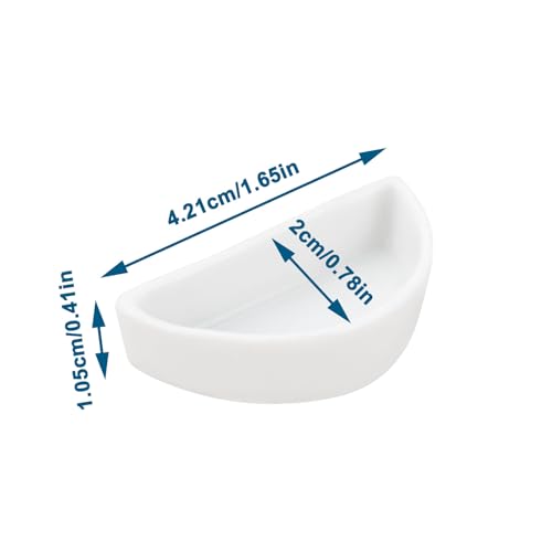 ECSiNG 6PCS Hermit Crab Mini Ceramic Dish 4.21x2x1.05cm Semicircle Shape Reptile Food Bowl for Spider Hermit Crab Tarantula Millipede White
