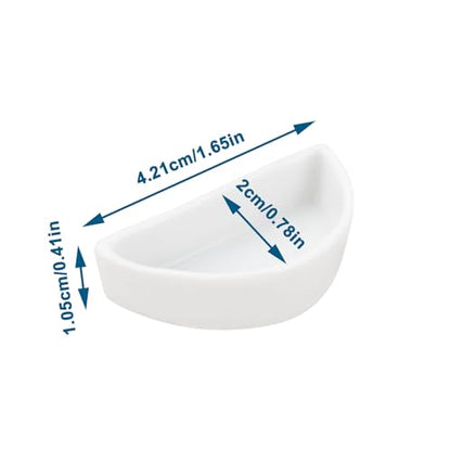 ECSiNG 6PCS Hermit Crab Mini Ceramic Dish 4.21x2x1.05cm Semicircle Shape Reptile Food Bowl for Spider Hermit Crab Tarantula Millipede White