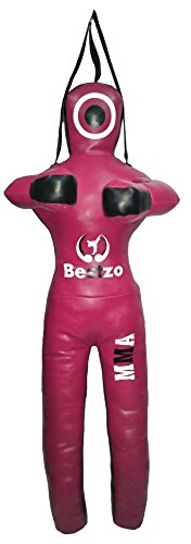 Bestzo MMA Jiu Jitsu Judo Punching Bag Grappling Dummy Purple/Pink Hands on Front Synthetic Leather-70 inches-Unfilled