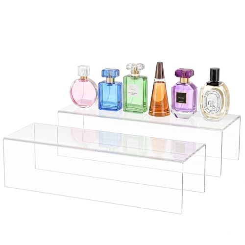 Acrylic Shelf Riser 15x5.1x4 pack of 2, Clear Acrylic Stand for Figure, Cosmetics, Bags, Shoes, Toys, Collectibles, 15x5.1x4 Inch - size: 15x5.1x4 Inch
