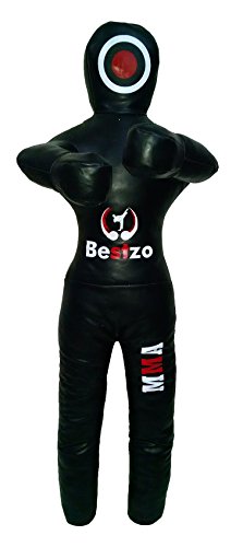 Bestzo MMA Grappling Dummy,Brazilian Jiu Jitsu Dummy,Wrestling Grappling BJJ Dummy, Judo Punching Bag, Throwing Dummy for Karate,Boxing Training Black-Unfilled - color: Synthetic Leather Black, size: 48 inches (4 ft)