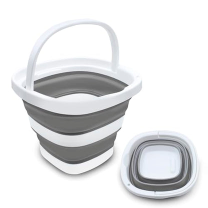 CHILDLION Collapsible Bucket 5L, Foldable Mop Bucket Car Wash Buckets with Handle for Cleaning Supplies, Portable Sink Wash Basin Storage Bin Ice Tub for Fishing Beach Outdoor Camping Kitchen (Square)