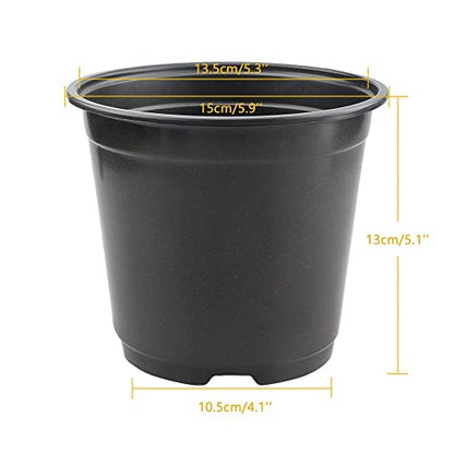 KINGLAKE 100 Pcs 6" Plastic Plants Nursery Pots Seedlings Flower Plant Container Seed Starting Pots Black - color: Black, size: 6 Inch