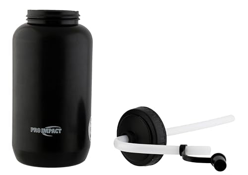 Squeezable Water Bottle Bendable Long Straw - LDPE BPA Free Plastic - Hydration for Baseball Hockey Gym MMA Yoga Boxing Cycling Softball Football Lacrosse (35.5 Oz.) - style: Black