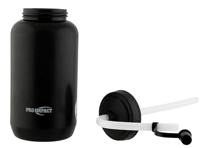 Squeezable Water Bottle Bendable Long Straw - LDPE BPA Free Plastic - Hydration for Baseball Hockey Gym MMA Yoga Boxing Cycling Softball Football Lacrosse (35.5 Oz.) - style: Black