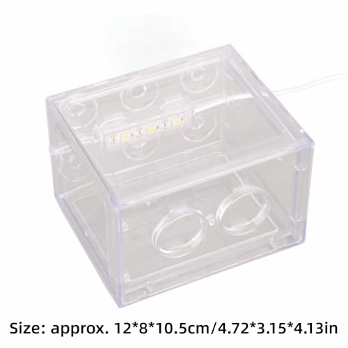 Mini USB LED Aquarium Fish Bowl Plastic Tank with White Light for Desk Tabletop Decor Energy-Saving Office Accent(Transparent)