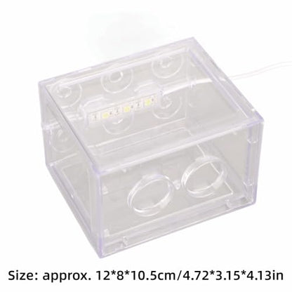Mini USB LED Aquarium Fish Bowl Plastic Tank with White Light for Desk Tabletop Decor Energy-Saving Office Accent(Transparent)