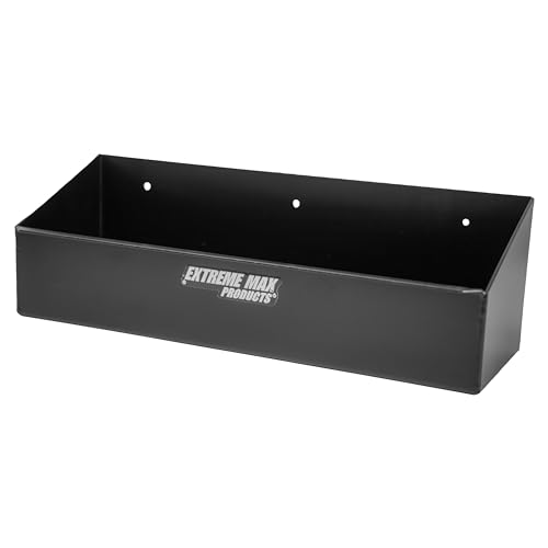 Extreme Max 5001.6455 Wall-Mount Aluminum 6-Quart Liquids Storage Shelf for Race Trailer, Garage, Shop, Enclosed Trailer, Toy Hauler - Holds Six 1-Quart (32 oz.) Bottles, Black
