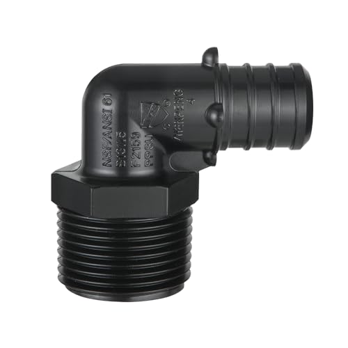 5-Pack EFIELD Poly PPSU Barb Crimp Pex 3/4 X 3/4" Male NPT Elbow Adapter Fittings, ASTM F2159 (3/4"x3/4"),(PPSU1807106) - size: 3/4"X 3/4" P5, style: Male Elbow