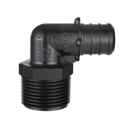 5-Pack EFIELD Poly PPSU Barb Crimp Pex 3/4 X 3/4" Male NPT Elbow Adapter Fittings, ASTM F2159 (3/4"x3/4"),(PPSU1807106) - size: 3/4"X 3/4" P5, style: Male Elbow