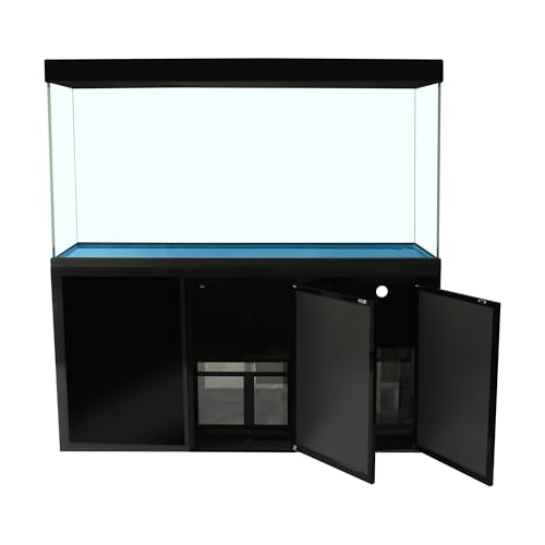 135 Gallon Glass Aquarium with Aluminum Cabinet - Including Sump for Filtration and Circulation, Plumbing, LED, Black
