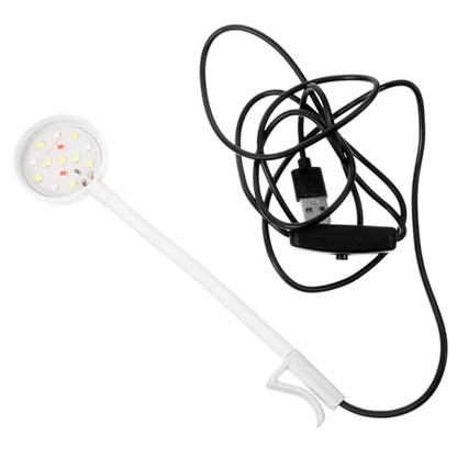 Mikikit Compact Led Aquarium Lamp Clamp Light for Fish Tanks Light for Aquatic Plants Easy to Use USB Powered for Aquariums - color: White