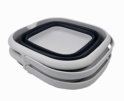 SAMMART 8.5L (2.2 Gallon) Collapsible Square Handy Bucket/Foldable SquareWater Pail/Portable Tub with Handle. Size 31cm (Square) (Grey/Slate Grey (Set of 2)) - color: Grey/Slate Grey (Set of 2)