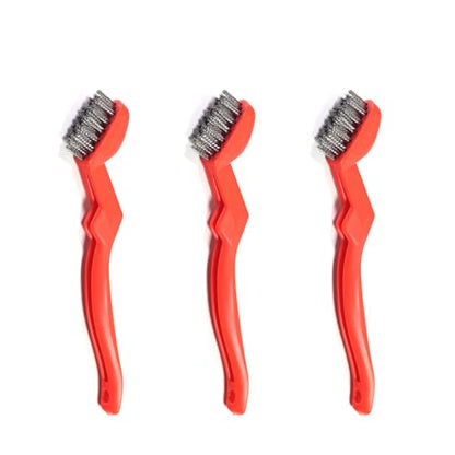 GOLDEN SMILE 3-Pack 7" Stainless Steel Wire Brush Set - 40% Denser Ultra-Stiff Bristles, Heavy-Duty for Grill Grates, Uncoated Pans, Rust Removal & Deburring