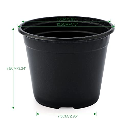KINGLAKE 100 Pcs 4" Plastic Plants Pots Black - color: Black, size: 4 Inch