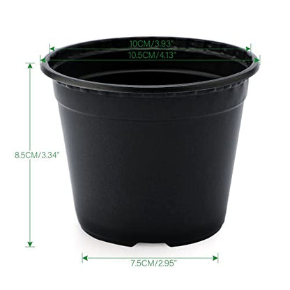 KINGLAKE 100 Pcs 4" Plastic Plants Pots Black - color: Black, size: 4 Inch