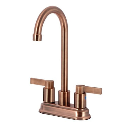 Kingston Brass KB849NDLAC NuvoFusion Two-Handle 2-Hole Deck Mount Bar Faucet in Antique Copper