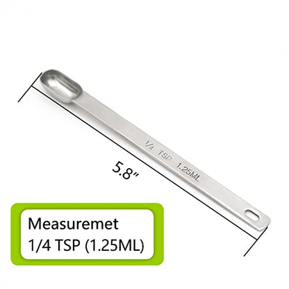 1PCS 1/4tsp (1.25ml) Single Measuring Spoon, Stainless Steel Long Handle Individual Teaspoons Only - size: 1/4tsp|1.25ml