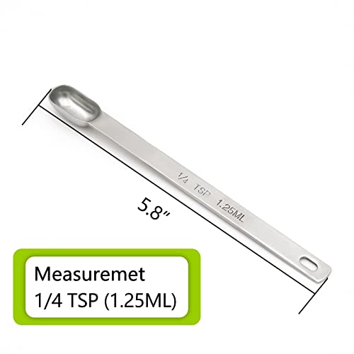 3PCS 1/4tsp (1.25ml) Single Measuring Spoon, Stainless Steel Long Handle Individual Teaspoons Only - size: 1/4tsp|1.25ml