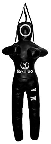 Bestzo MMA Martial Arts Jiu Jujitsu Judo Punching Bag Grappling Dummy Standing Position -Unfilled - color: Synthetic Leather Black, size: 70 inches (6 ft)