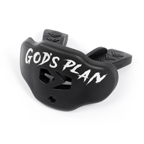 SLEEFS Classic Football Mouthguard with Bold Designs and Removable Strap - color: God's Plan Black