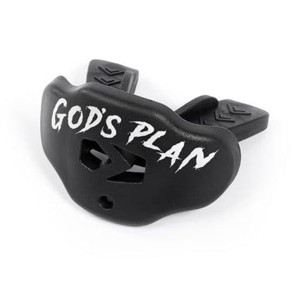 SLEEFS Classic Football Mouthguard with Bold Designs and Removable Strap - color: God's Plan Black