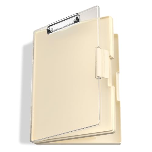 Hongri Clipboard with Storage, Beige 8.5 x 11 Clip Board, Dual Compartmen - color: Beige