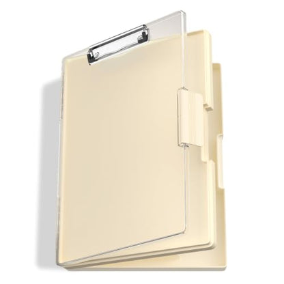 Hongri Clipboard with Storage, Beige 8.5 x 11 Clip Board, Dual Compartmen - color: Beige