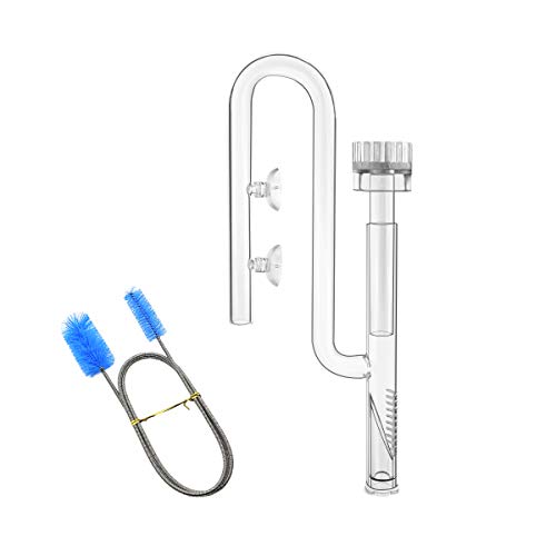 17mm Glass Aquatic Skimmer Inflow Lily Pipe for Aquarium Filter 5/8" i.d. (16/22mm) Tubing and Stainless Steel 90cm Flexible Cleaning Brush for Aquarium Planted Tank