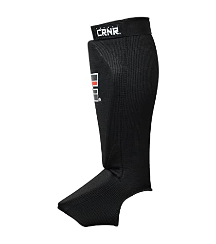 Slip On Elastic Muay Thai Shin Guards – Kickboxing, MMA Sparring and Training Protective Instep Shin Pads - size: Youth Large