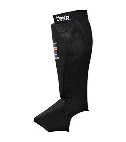 Slip On Elastic Muay Thai Shin Guards – Kickboxing, MMA Sparring and Training Protective Instep Shin Pads - size: Youth Large