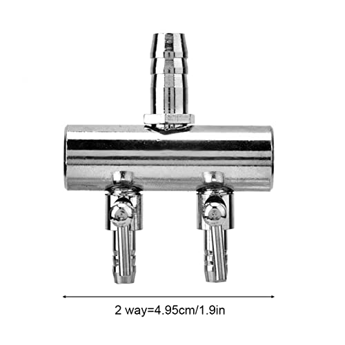 Aquarium Air Valve, Air Splitter Aquarium Tubing Connectors, Steel Aquarium Air Pump Accessories, Aquarium Aalve Aplitter for Fish Tank Air Pumps (8 to 4mm Two-Hole Splitter Head)