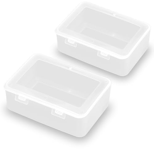Clear Plastic Storage Containers Box with Lid (5.04x3.5x1.69 inch, 2 Pack), Rectangle Plastic Clear Storage Containers Box for Beads, Coins, Safety Pins and Other Craft Jewelry Watch Findings - size: 5.04 x 3.5 x 1.69 Inch